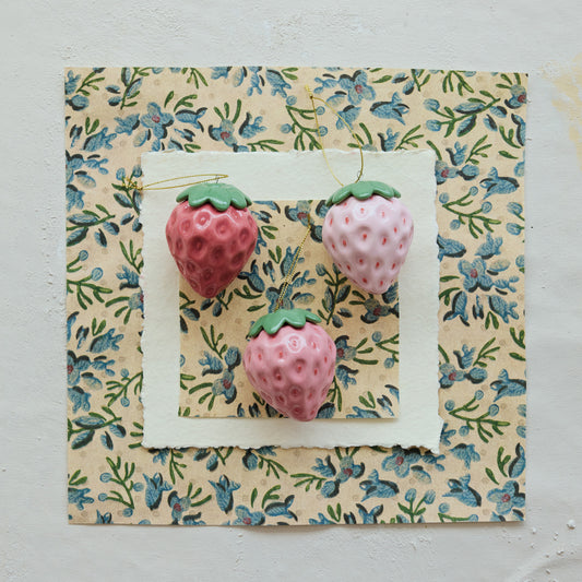 Ceramic Strawberry Ornament