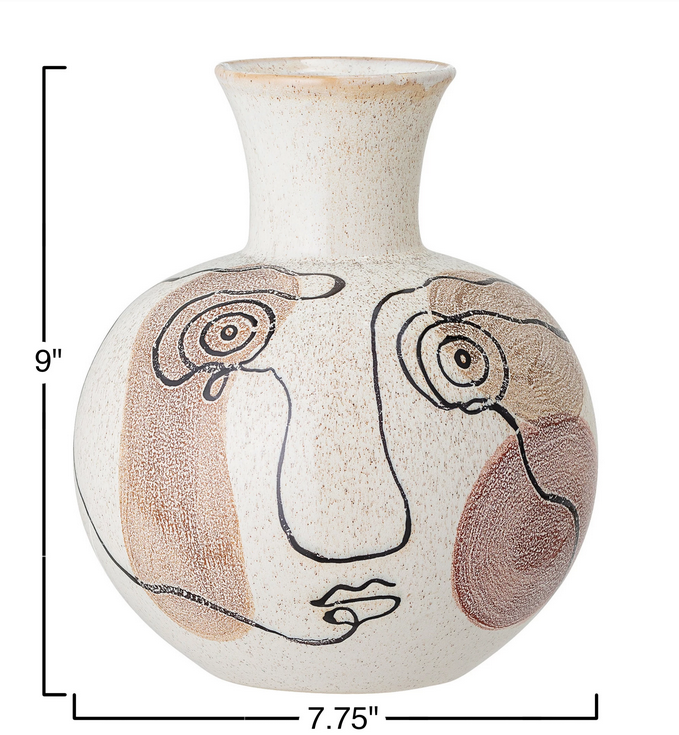 Face Stoneware Vase