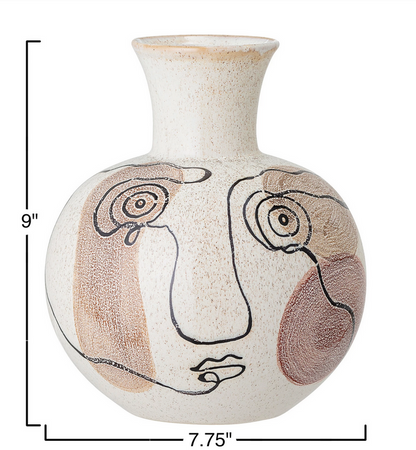 Face Stoneware Vase
