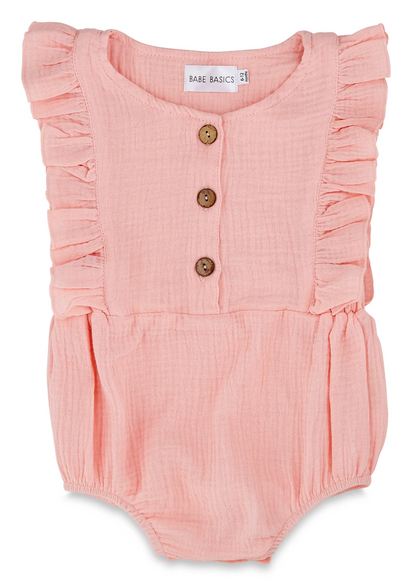 Ruffle Cap Sleeve Romper Pink - Clothe Boutique