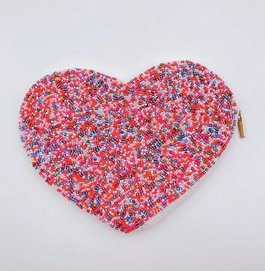 Sprinkles Heart Beaded Pouch - Clothe Boutique