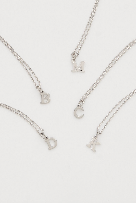 Dainty Love Initial Necklace Silver - Clothe Boutique