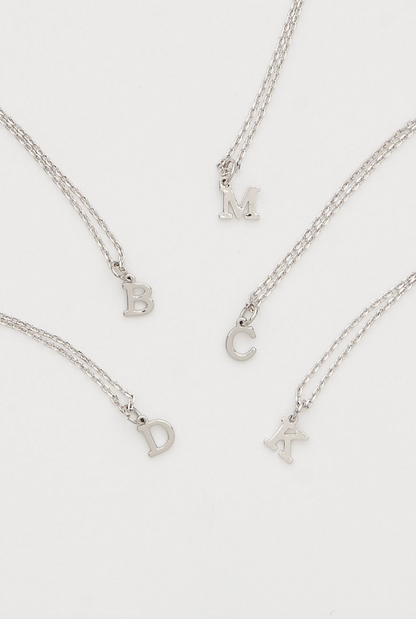 Dainty Love Initial Necklace Silver