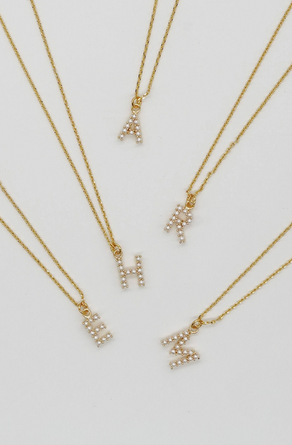 Dainty Love Pearl Initial Necklaces