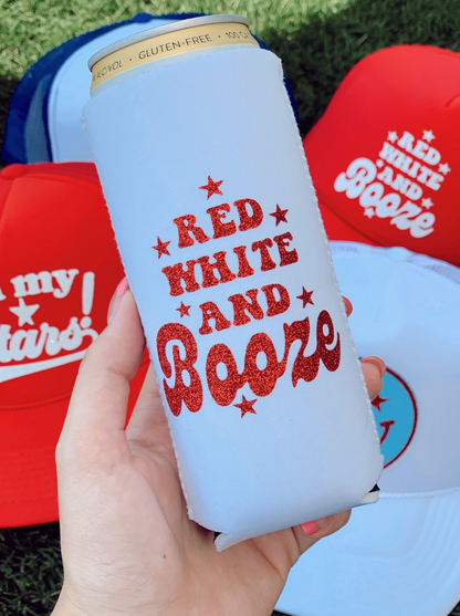 Red White And Booze Slim Can Cooler