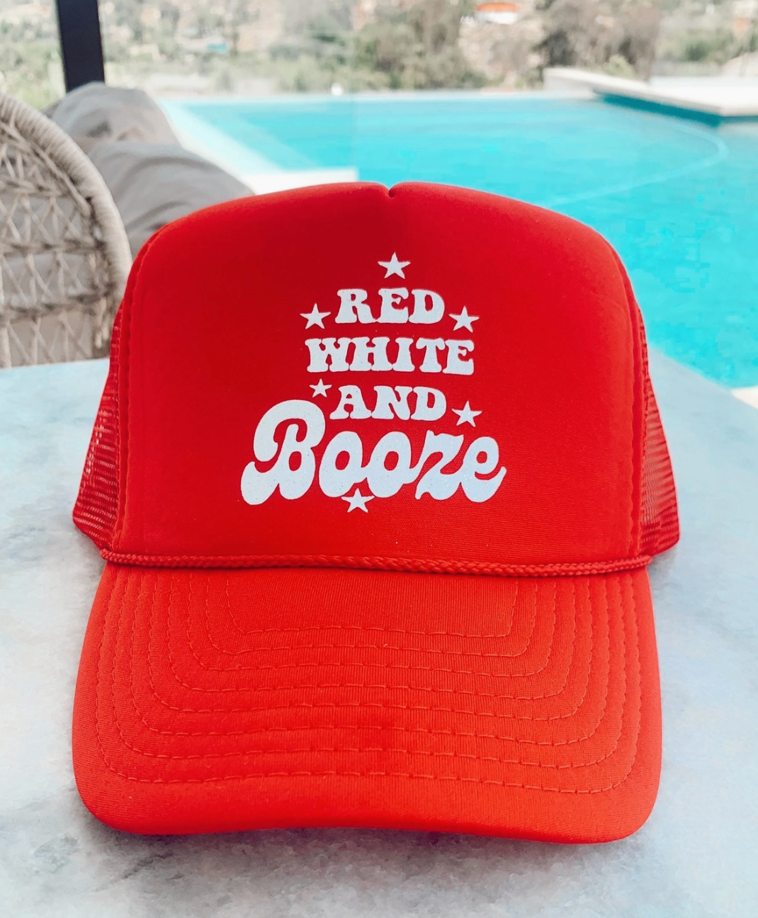 Red White And Booze Trucker Hat