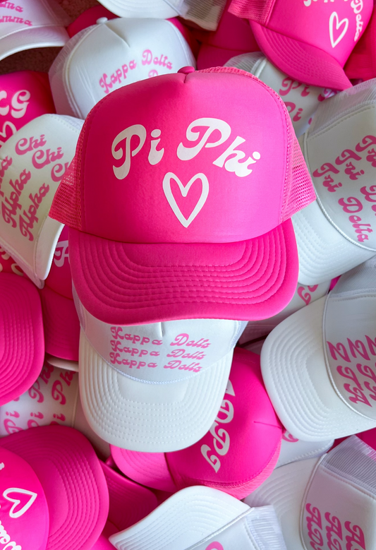Pink Sorority Trucker Hat - AOP - Clothe Boutique