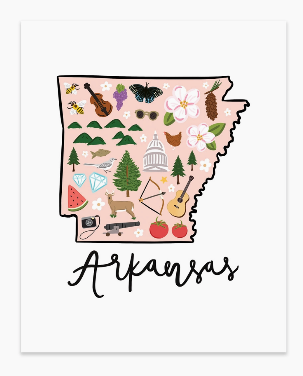 Arkansas State Art Print