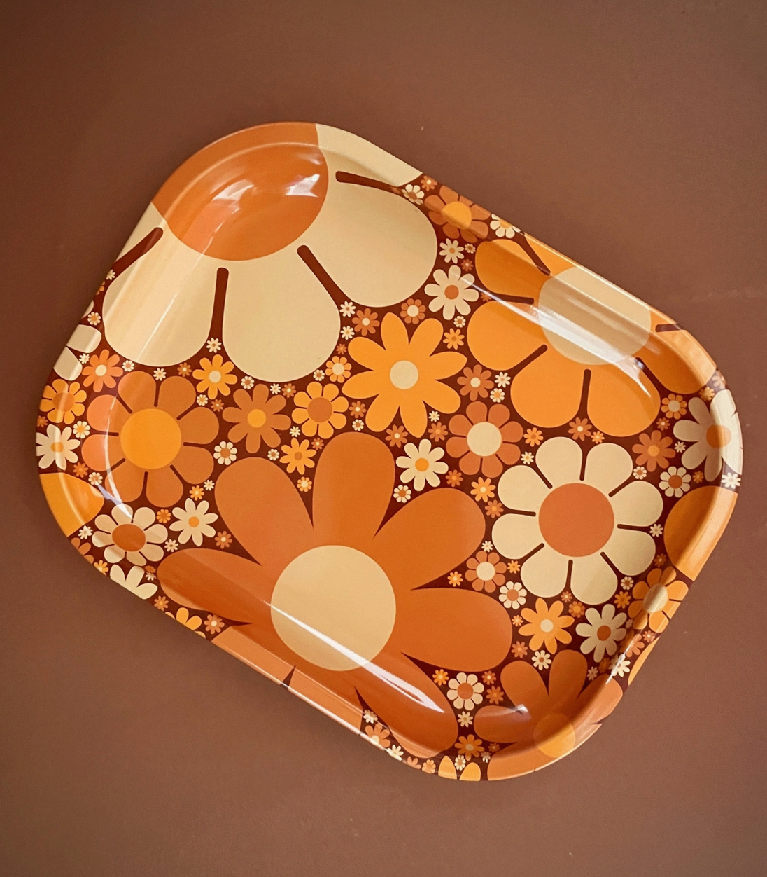 70's Floral Tray