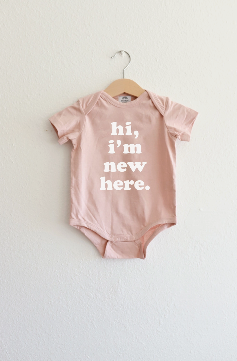 New Here Onesie Pink