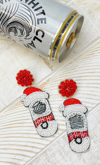 Santa Seltzer Beaded Earrings