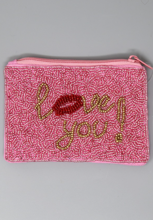 Love You Beaded Pouch