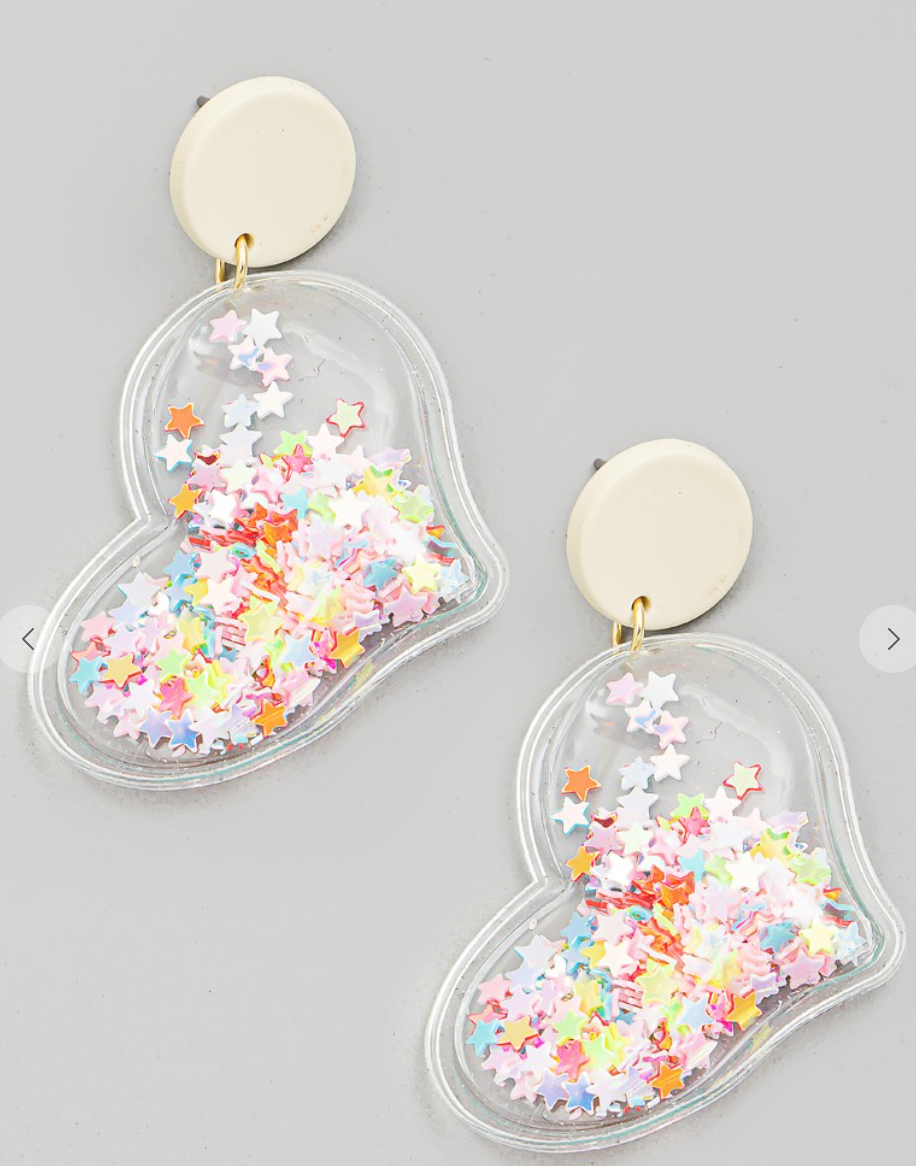 Glitter Heart Earrings Multi