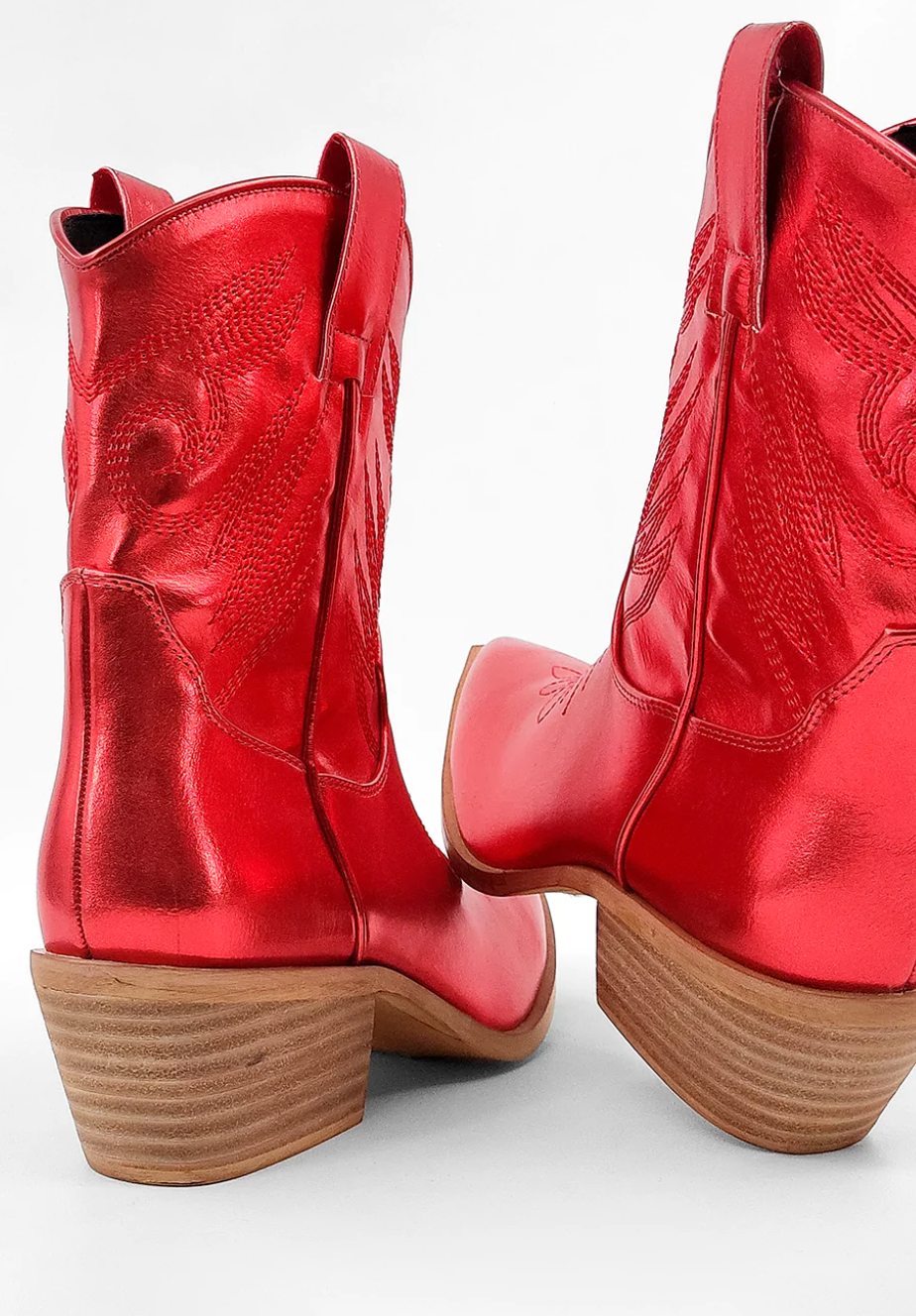 Zahara Red Metallic Booties