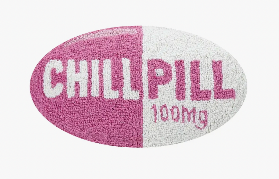 Chill Pill Hook Pillow Pink