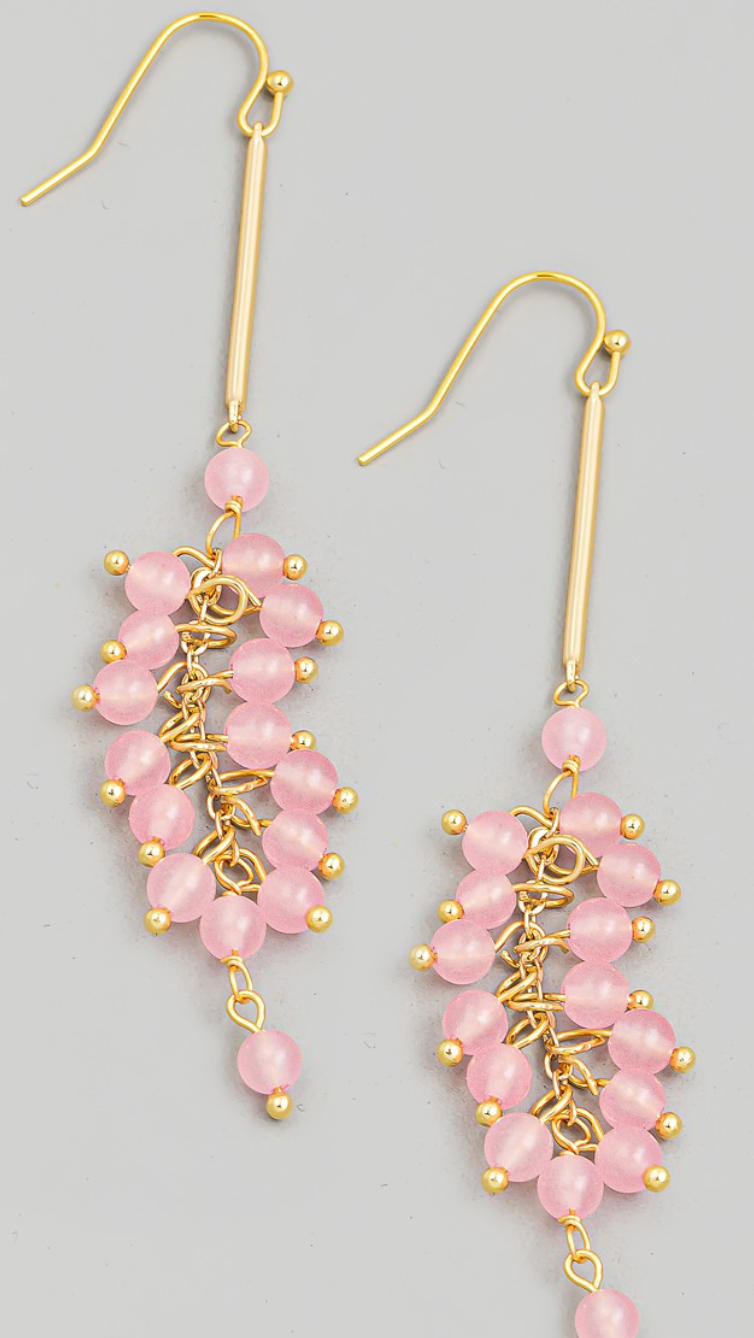 Cluster Bead Earrings Pink