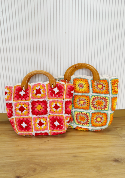 Vera Wooden Handle Crochet Tote